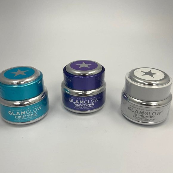 GlamGlow Trio Mini-Pack SuperMud GravityMud ThirstyMud .5 oz ALL SEALED AND NEW - Picture 1 of 2